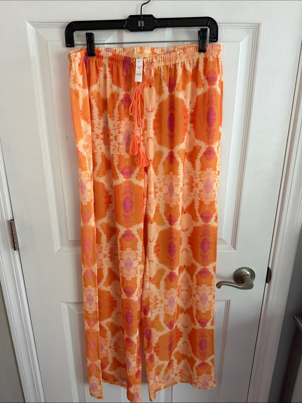 Apana Orange and Pink Tie-Dye Elastic Waist Pants